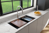 BOCCHI Baveno Lux 34" Undermount Granite Workstation Kitchen Sink Kit with Accessories, 50/50 Double Bowl, Metallic Black, 1618-505-0126