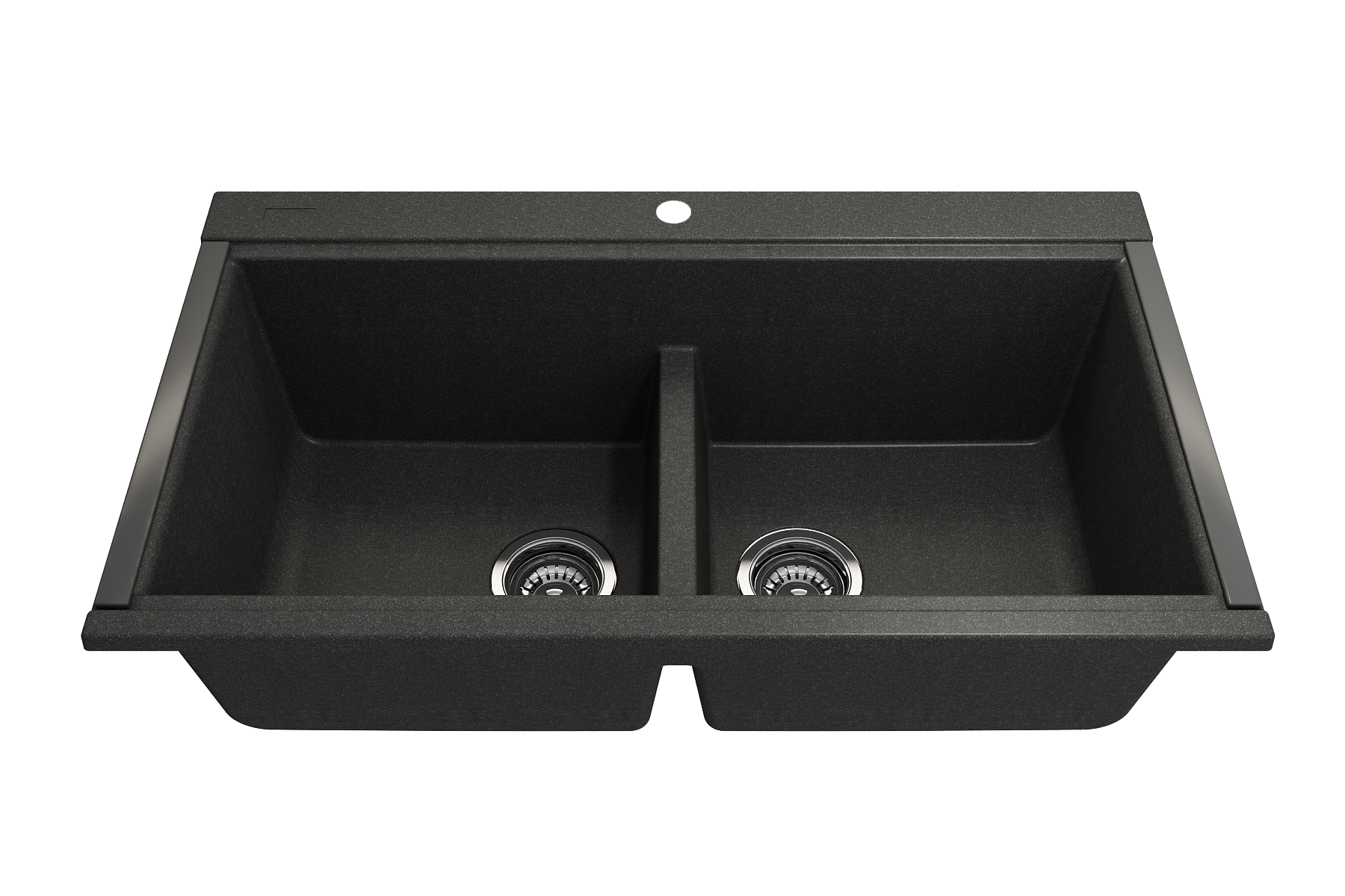 BOCCHI Baveno Lux 34" Undermount Granite Workstation Kitchen Sink Kit with Accessories, 50/50 Double Bowl, Metallic Black, 1618-505-0126