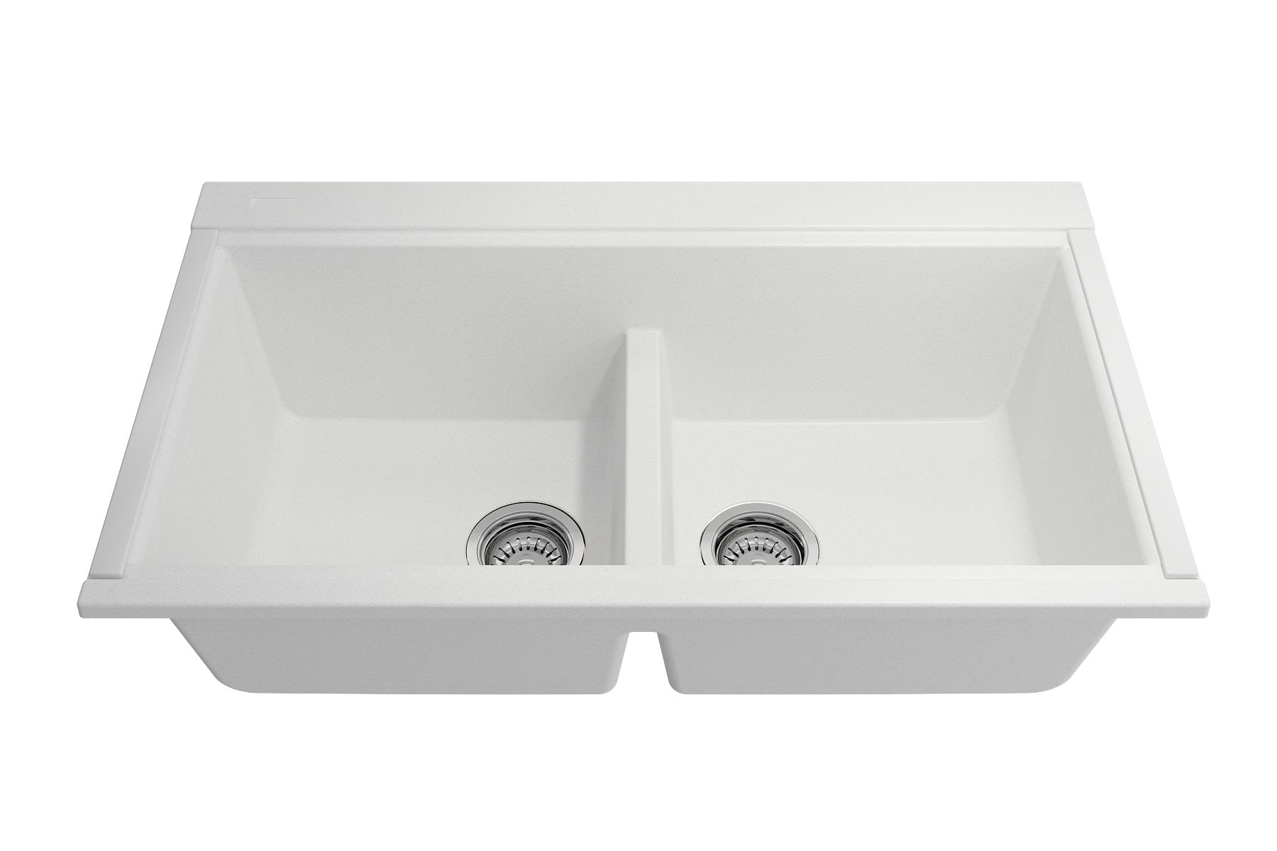 BOCCHI Baveno Lux 34" Undermount Granite Workstation Kitchen Sink Kit with Accessories, 50/50 Double Bowl, Milk White, 1618-507-0126