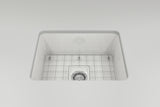 BOCCHI Sotto 24" Dual Mount Fireclay Kitchen Sink Kit with Accessories, White, 1627-001-0120