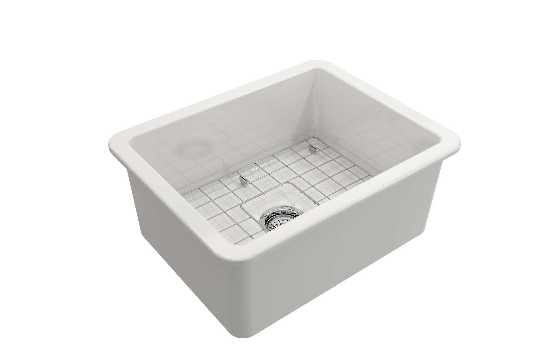 BOCCHI Sotto 24" Dual Mount Fireclay Kitchen Sink Kit with Accessories, White, 1627-001-0120