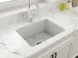 Alternate Image for BOCCHI Sotto 24" Dual Mount Fireclay Kitchen Sink Kit with Accessories, Matte White, 1627-002-0120