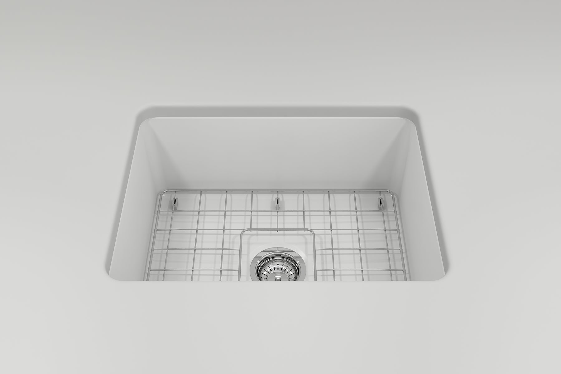 BOCCHI Sotto 24" Dual Mount Fireclay Kitchen Sink Kit with Accessories, Matte White, 1627-002-0120