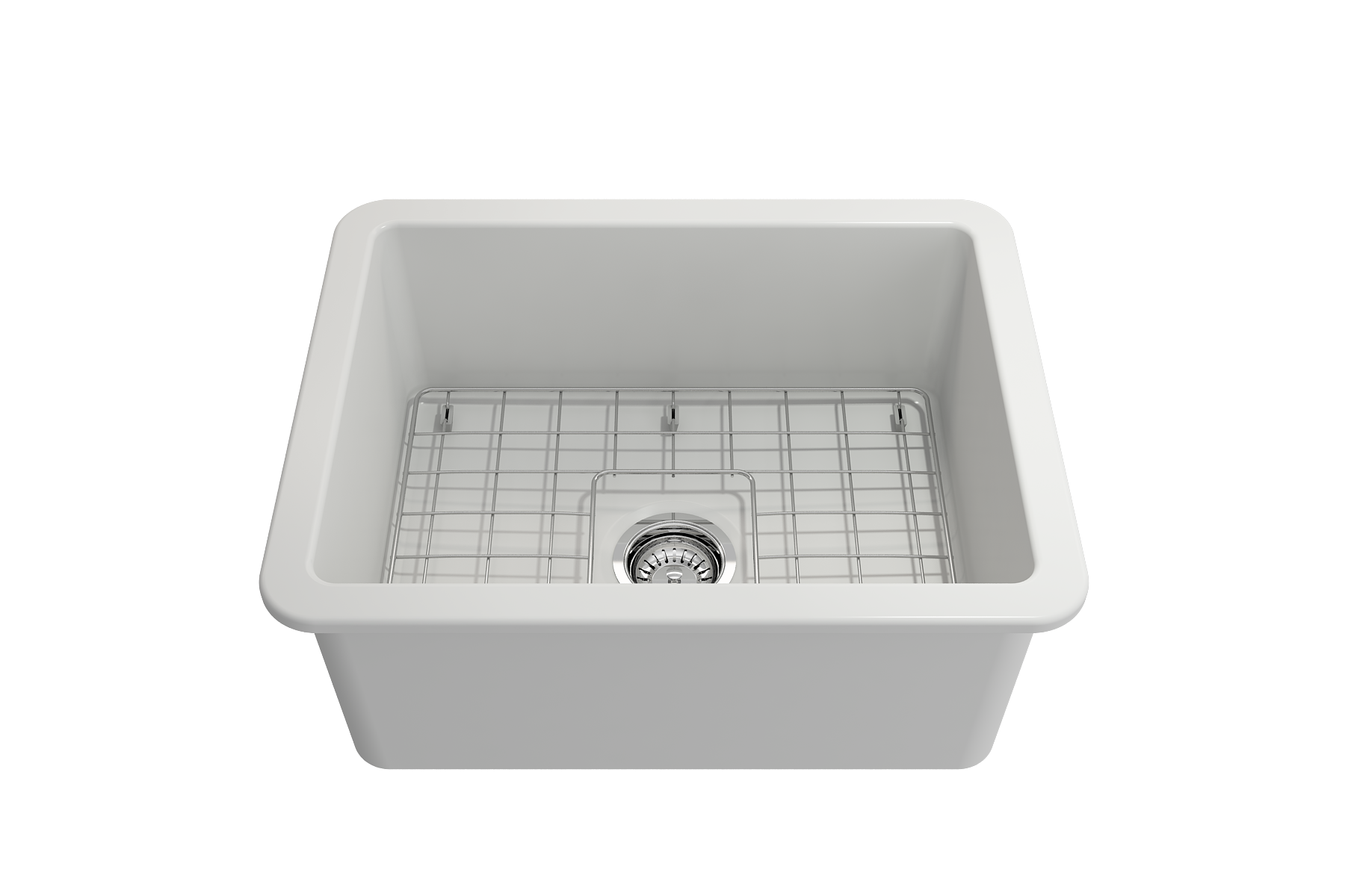 BOCCHI Sotto 24" Dual Mount Fireclay Kitchen Sink Kit with Accessories, Matte White, 1627-002-0120