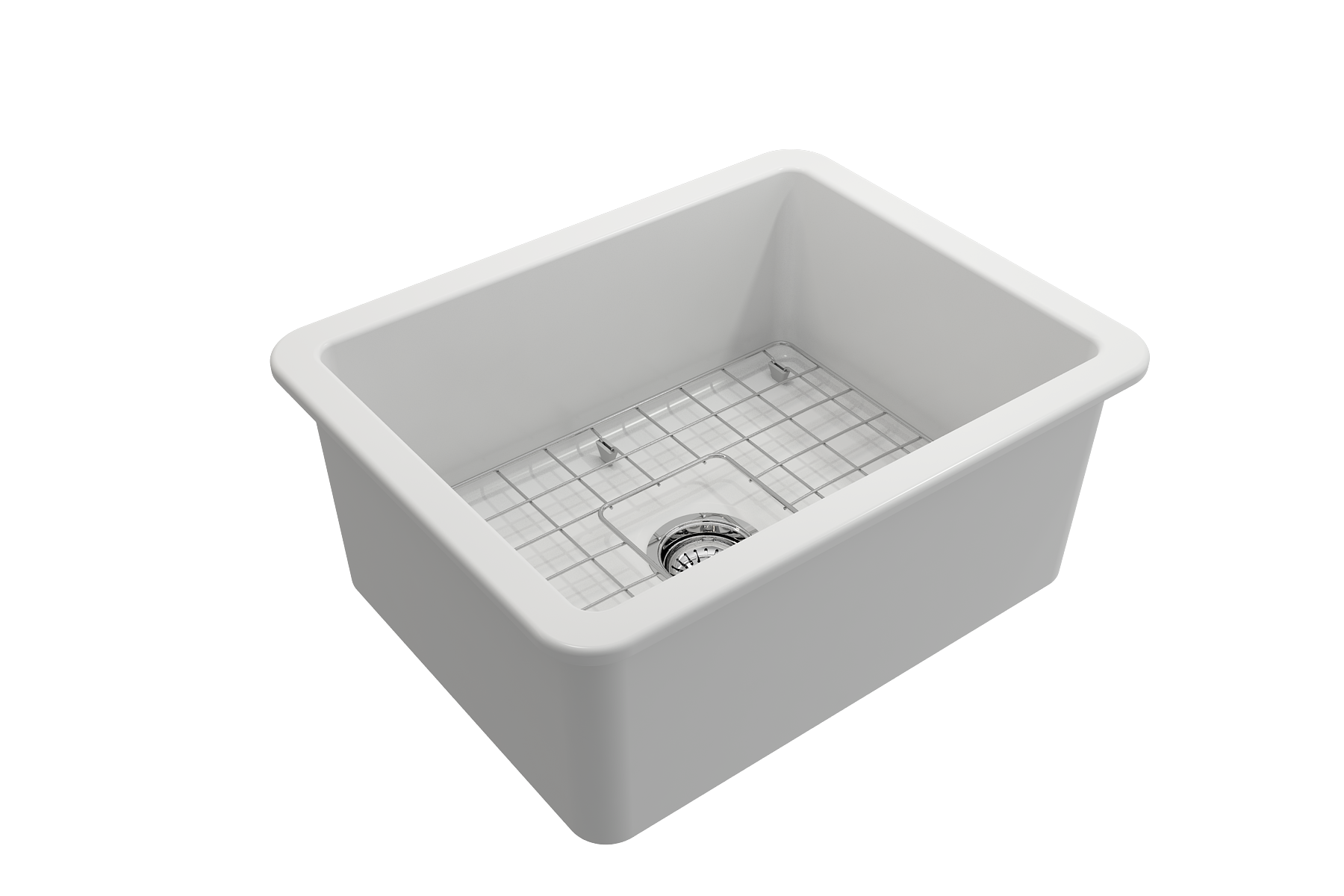 BOCCHI Sotto 24" Dual Mount Fireclay Kitchen Sink Kit with Accessories, Matte White, 1627-002-0120
