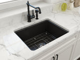 BOCCHI Sotto 24" Dual Mount Fireclay Kitchen Sink Kit with Accessories, Matte Black, 1627-004-0120