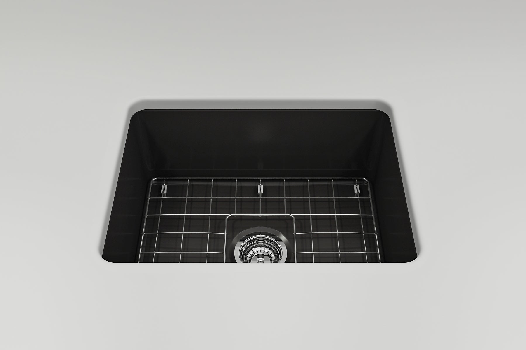 BOCCHI Sotto 24" Dual Mount Fireclay Kitchen Sink Kit with Accessories, Matte Black, 1627-004-0120