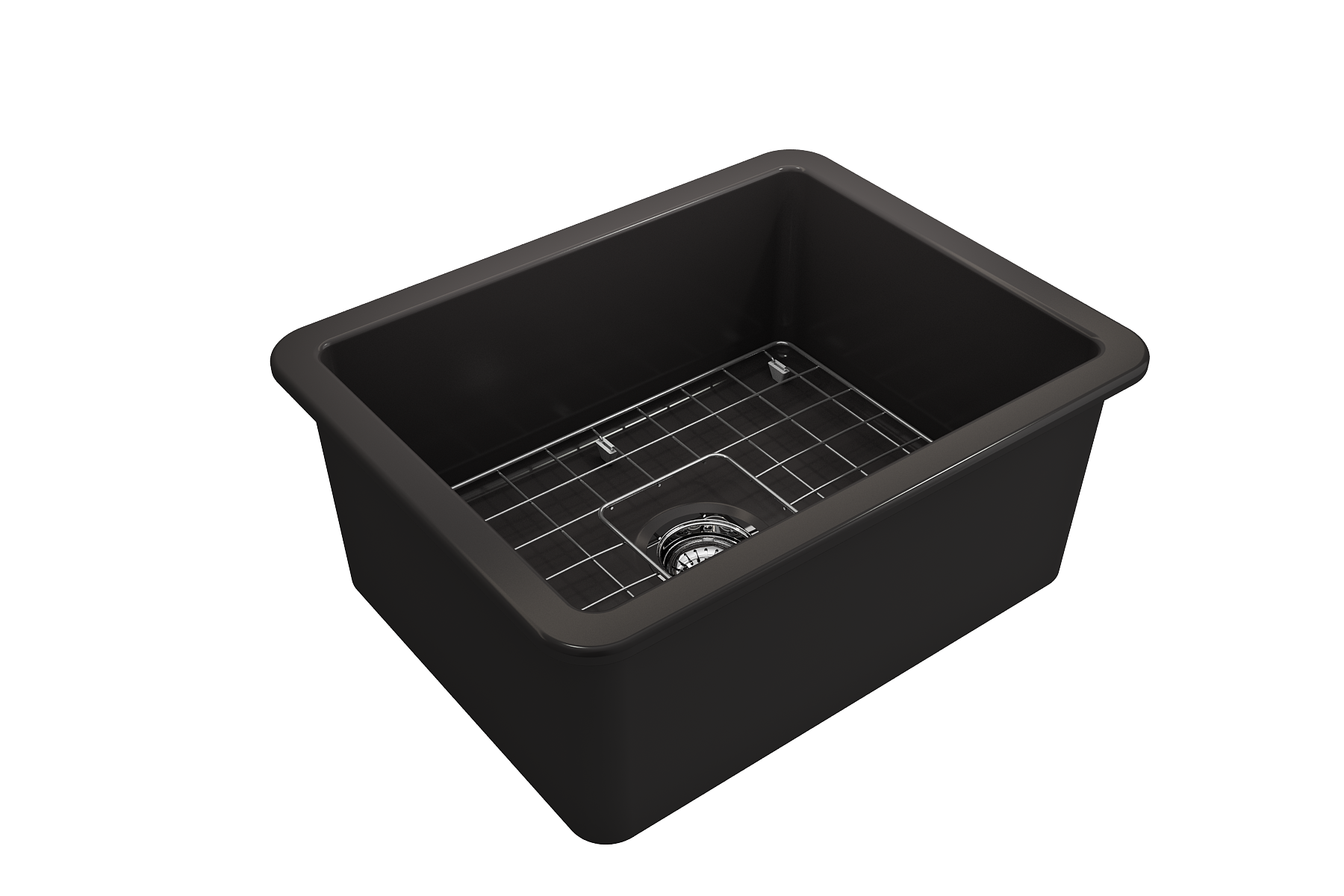 BOCCHI Sotto 24" Dual Mount Fireclay Kitchen Sink Kit with Accessories, Matte Black, 1627-004-0120