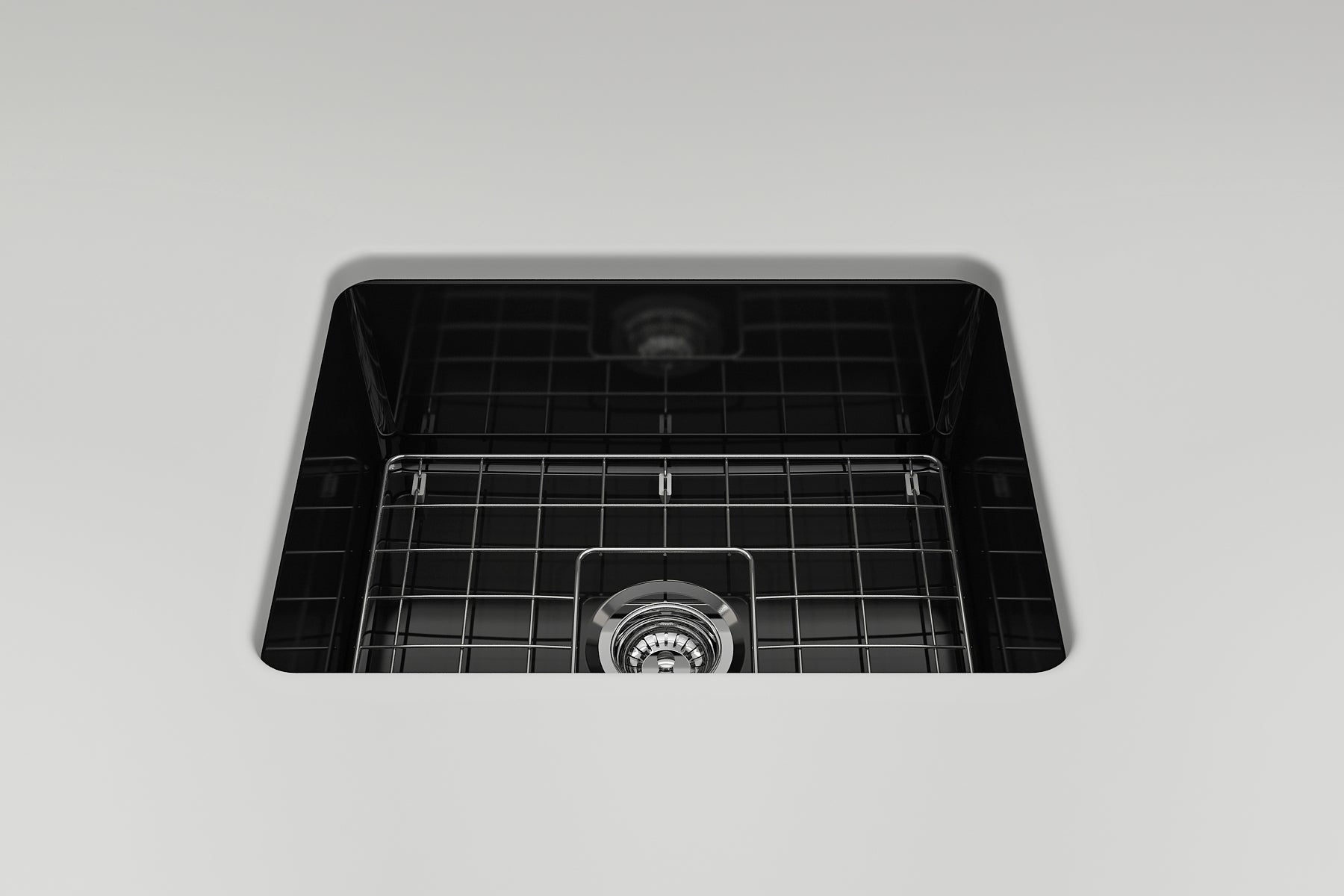 BOCCHI Sotto 24" Dual Mount Fireclay Kitchen Sink Kit with Accessories, Black, 1627-005-0120