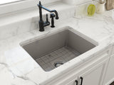 BOCCHI Sotto 24" Dual Mount Fireclay Kitchen Sink Kit with Accessories, Matte Gray, 1627-006-0120