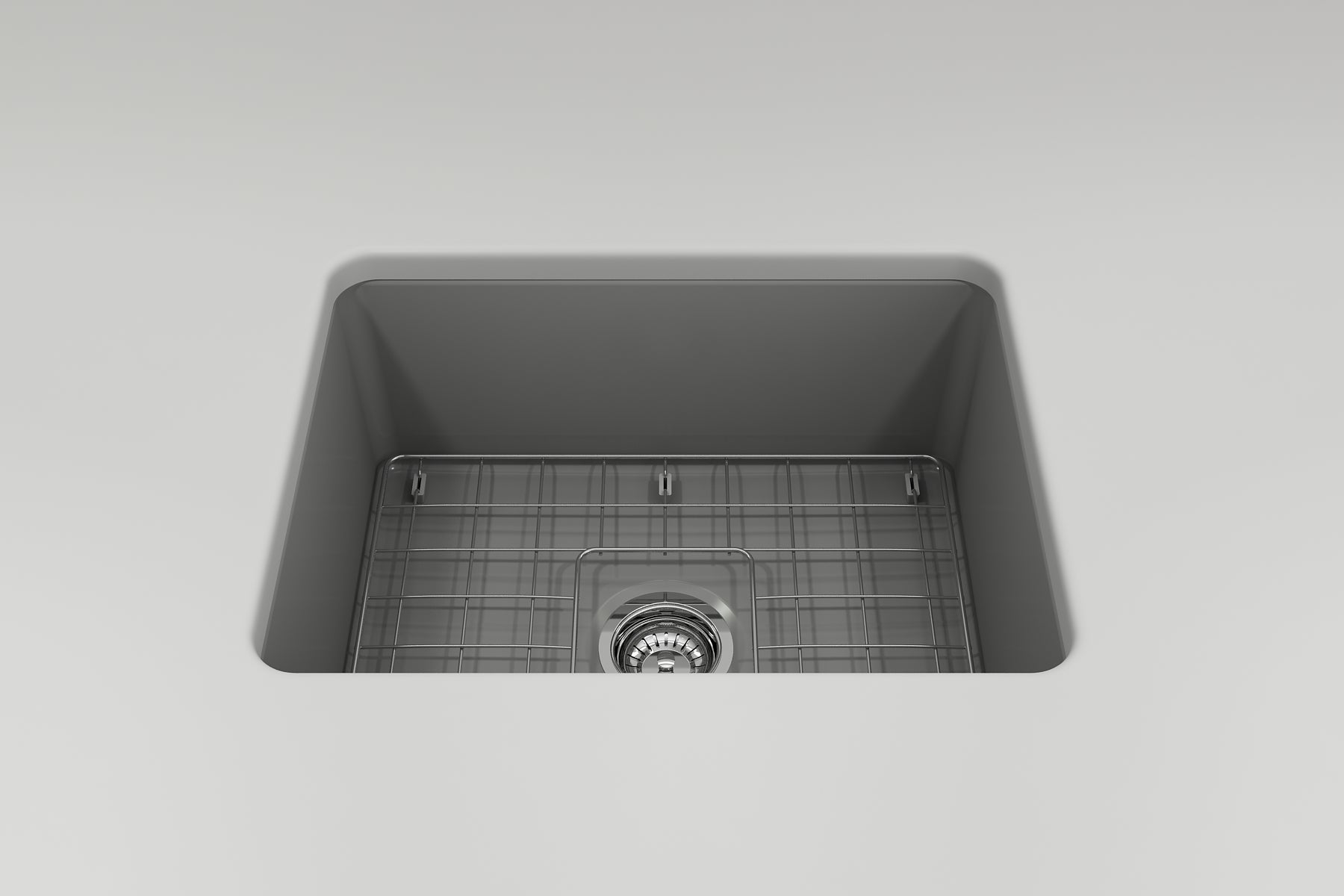 BOCCHI Sotto 24" Dual Mount Fireclay Kitchen Sink Kit with Accessories, Matte Gray, 1627-006-0120