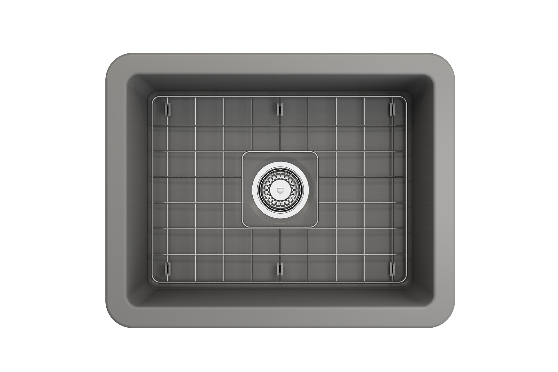 BOCCHI Sotto 24" Dual Mount Fireclay Kitchen Sink Kit with Accessories, Matte Gray, 1627-006-0120