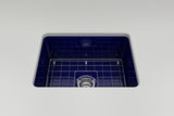 BOCCHI Sotto 24" Dual Mount Fireclay Kitchen Sink Kit with Accessories, Sapphire Blue, 1627-010-0120