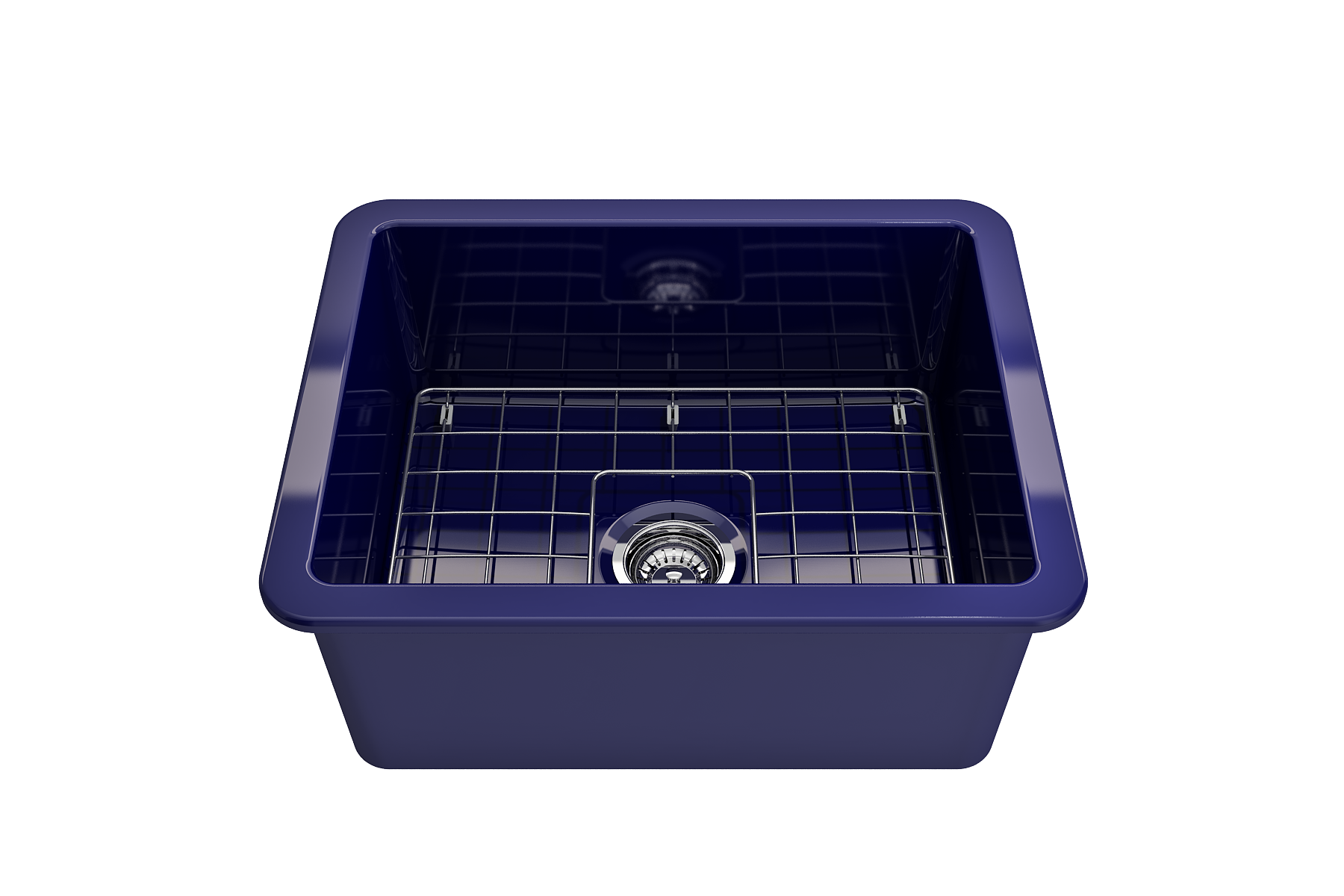BOCCHI Sotto 24" Dual Mount Fireclay Kitchen Sink Kit with Accessories, Sapphire Blue, 1627-010-0120