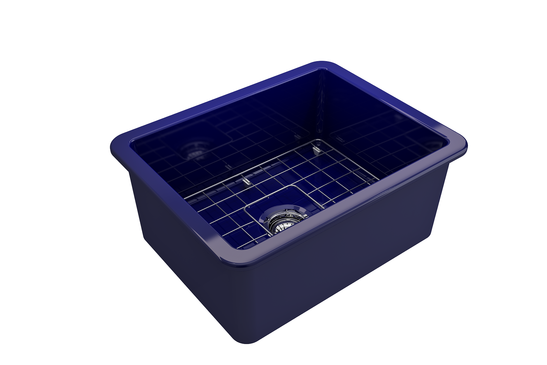 BOCCHI Sotto 24" Dual Mount Fireclay Kitchen Sink Kit with Accessories, Sapphire Blue, 1627-010-0120