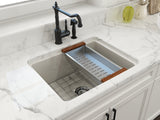 BOCCHI Sotto 24" Dual Mount Fireclay Kitchen Sink Kit with Accessories, Biscuit, 1627-014-0120