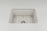 BOCCHI Sotto 24" Dual Mount Fireclay Kitchen Sink Kit with Accessories, Biscuit, 1627-014-0120