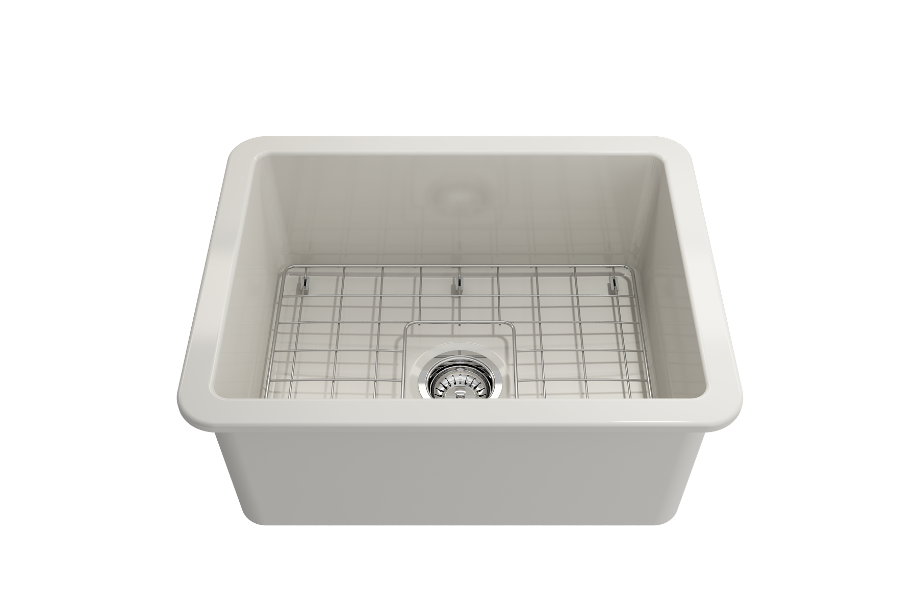 BOCCHI Sotto 24" Dual Mount Fireclay Kitchen Sink Kit with Accessories, Biscuit, 1627-014-0120