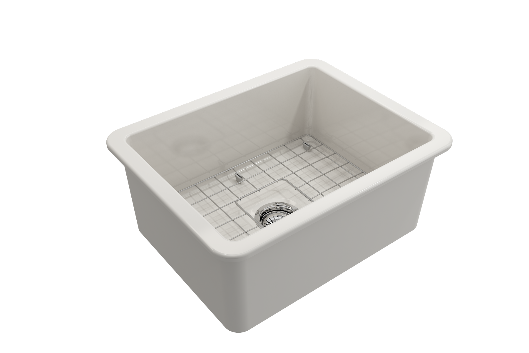 BOCCHI Sotto 24" Dual Mount Fireclay Kitchen Sink Kit with Accessories, Biscuit, 1627-014-0120