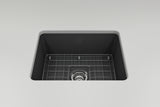 BOCCHI Sotto 24" Dual Mount Fireclay Kitchen Sink Kit with Accessories, Matte Dark Gray, 1627-020-0120