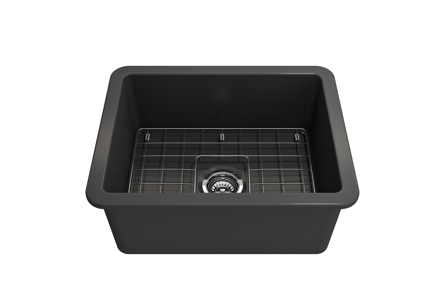 BOCCHI Sotto 24" Dual Mount Fireclay Kitchen Sink Kit with Accessories, Matte Dark Gray, 1627-020-0120