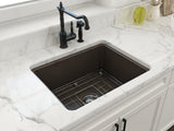 BOCCHI Sotto 24" Dual Mount Fireclay Kitchen Sink Kit with Accessories, Matte Brown, 1627-025-0120
