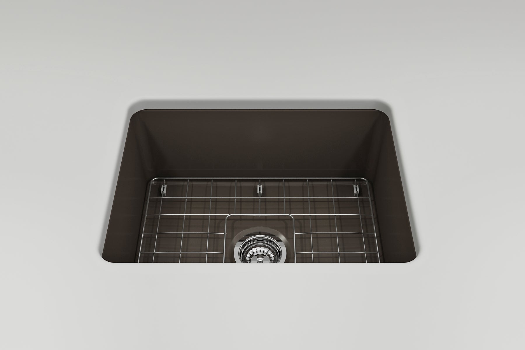 BOCCHI Sotto 24" Dual Mount Fireclay Kitchen Sink Kit with Accessories, Matte Brown, 1627-025-0120