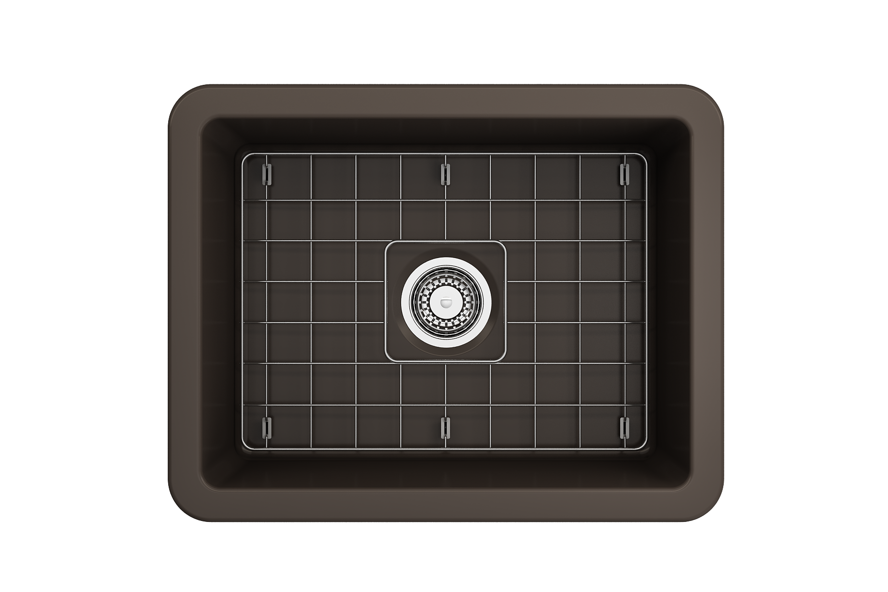 BOCCHI Sotto 24" Dual Mount Fireclay Kitchen Sink Kit with Accessories, Matte Brown, 1627-025-0120