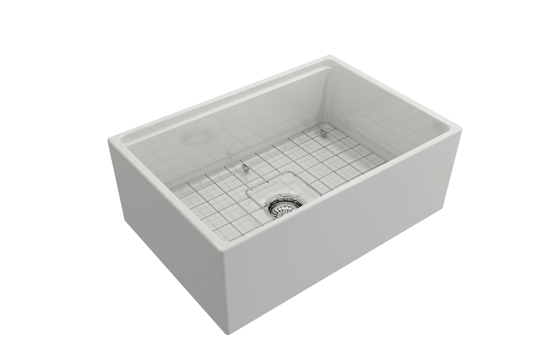 BOCCHI Contempo 27" Fireclay Workstation Farmhouse Sink Kit with Accessories, White, 1628-001-0120