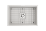 BOCCHI Contempo 27" Fireclay Workstation Farmhouse Sink Kit with Accessories, White, 1628-001-0120