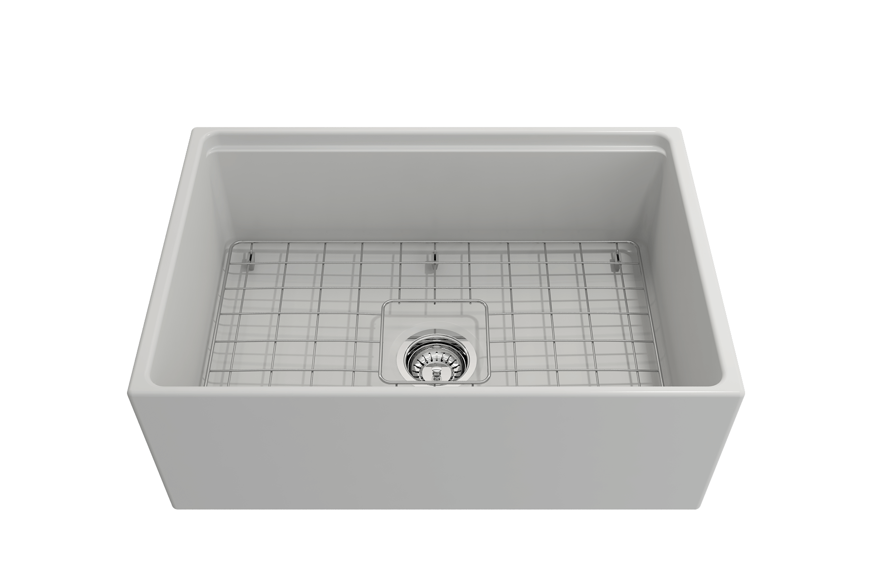 BOCCHI Contempo 27" Fireclay Workstation Farmhouse Sink Kit with Accessories, Matte White, 1628-002-0120