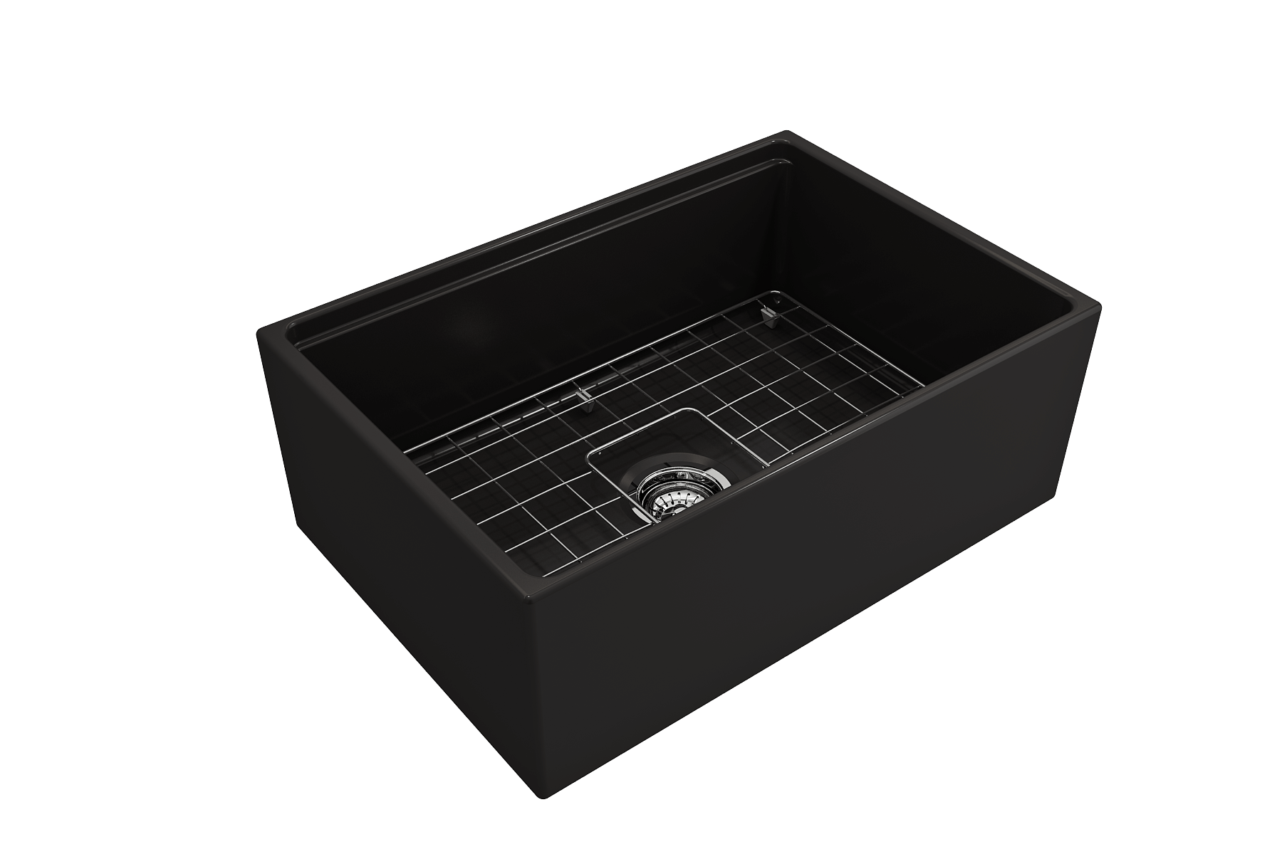 BOCCHI Contempo 27" Fireclay Workstation Farmhouse Sink Kit with Accessories, Matte Black, 1628-004-0120