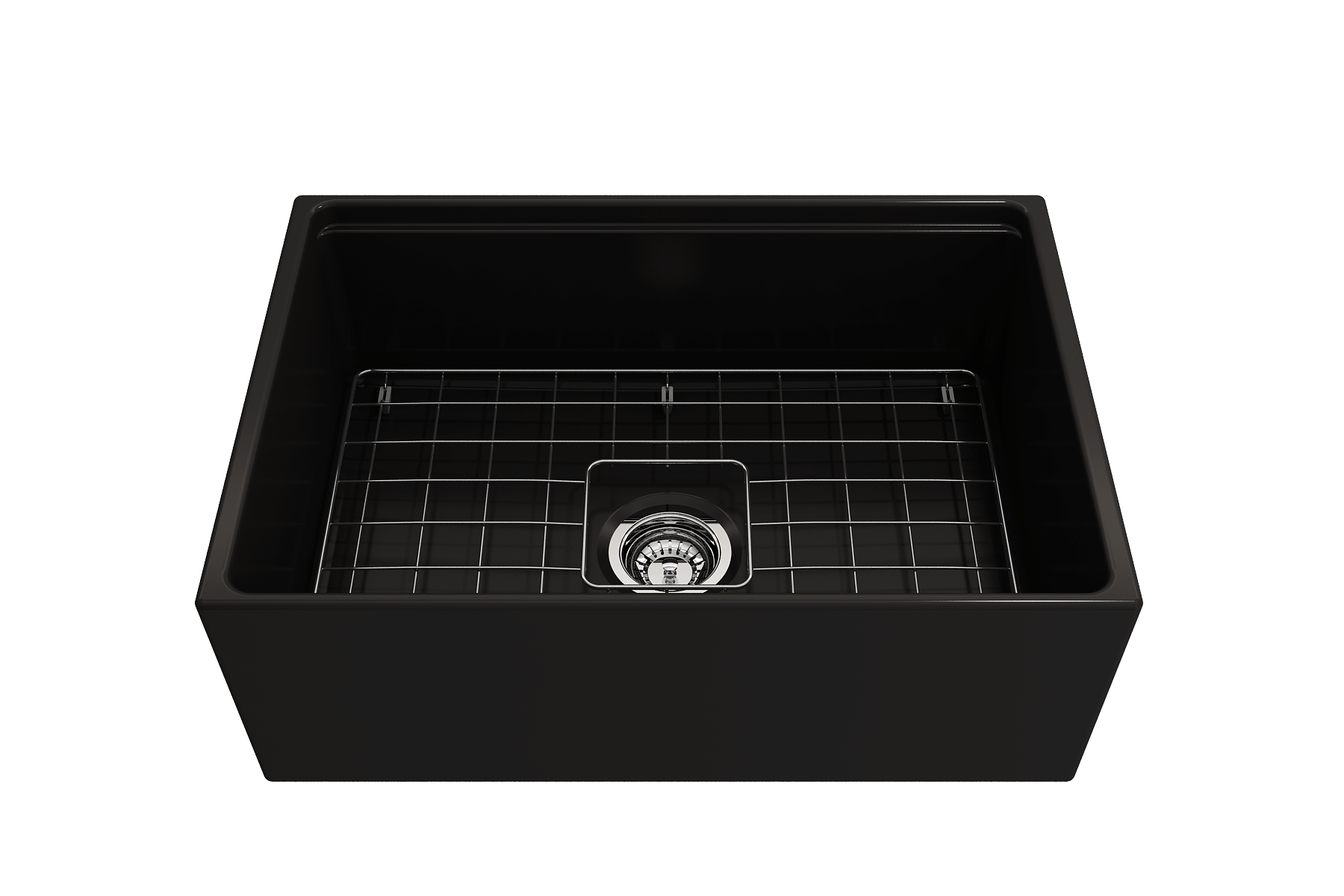 BOCCHI Contempo 27" Fireclay Workstation Farmhouse Sink Kit with Accessories, Matte Black, 1628-004-0120