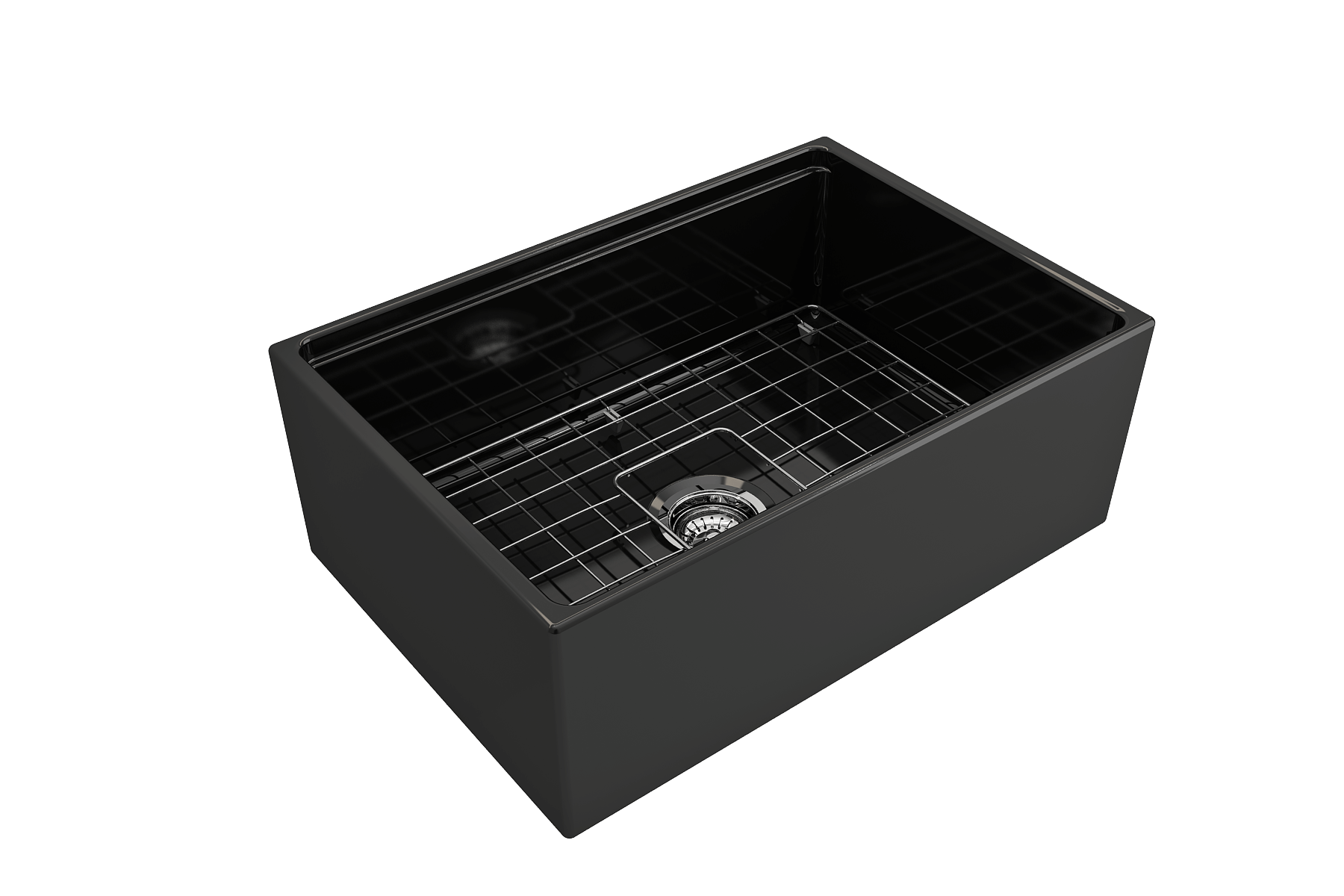 BOCCHI Contempo 27" Fireclay Workstation Farmhouse Sink Kit with Accessories, Black, 1628-005-0120