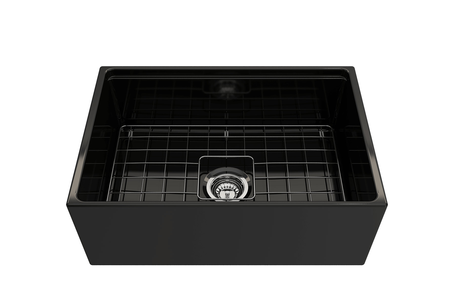 BOCCHI Contempo 27" Fireclay Workstation Farmhouse Sink Kit with Accessories, Black, 1628-005-0120