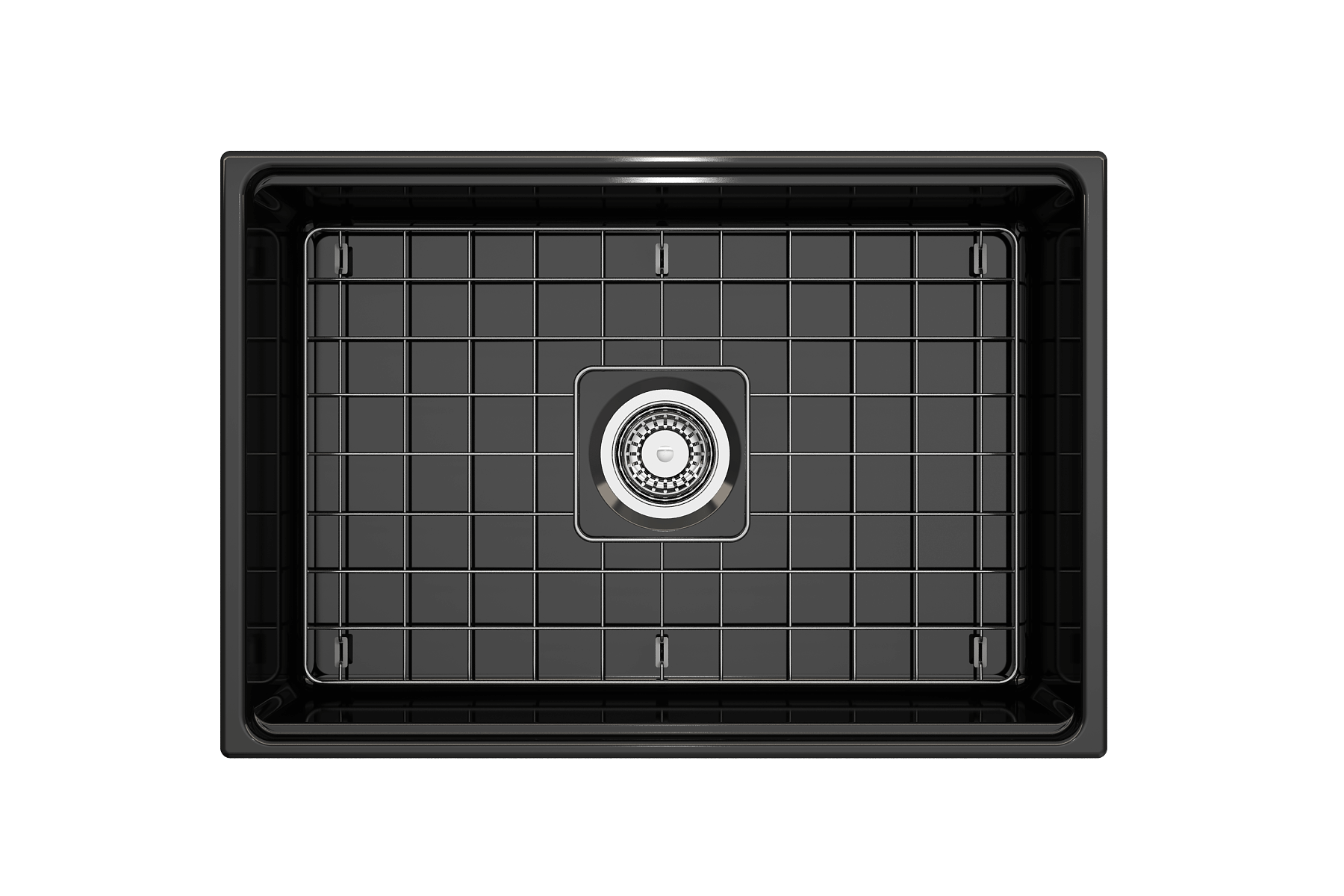 BOCCHI Contempo 27" Fireclay Workstation Farmhouse Sink Kit with Accessories, Black, 1628-005-0120