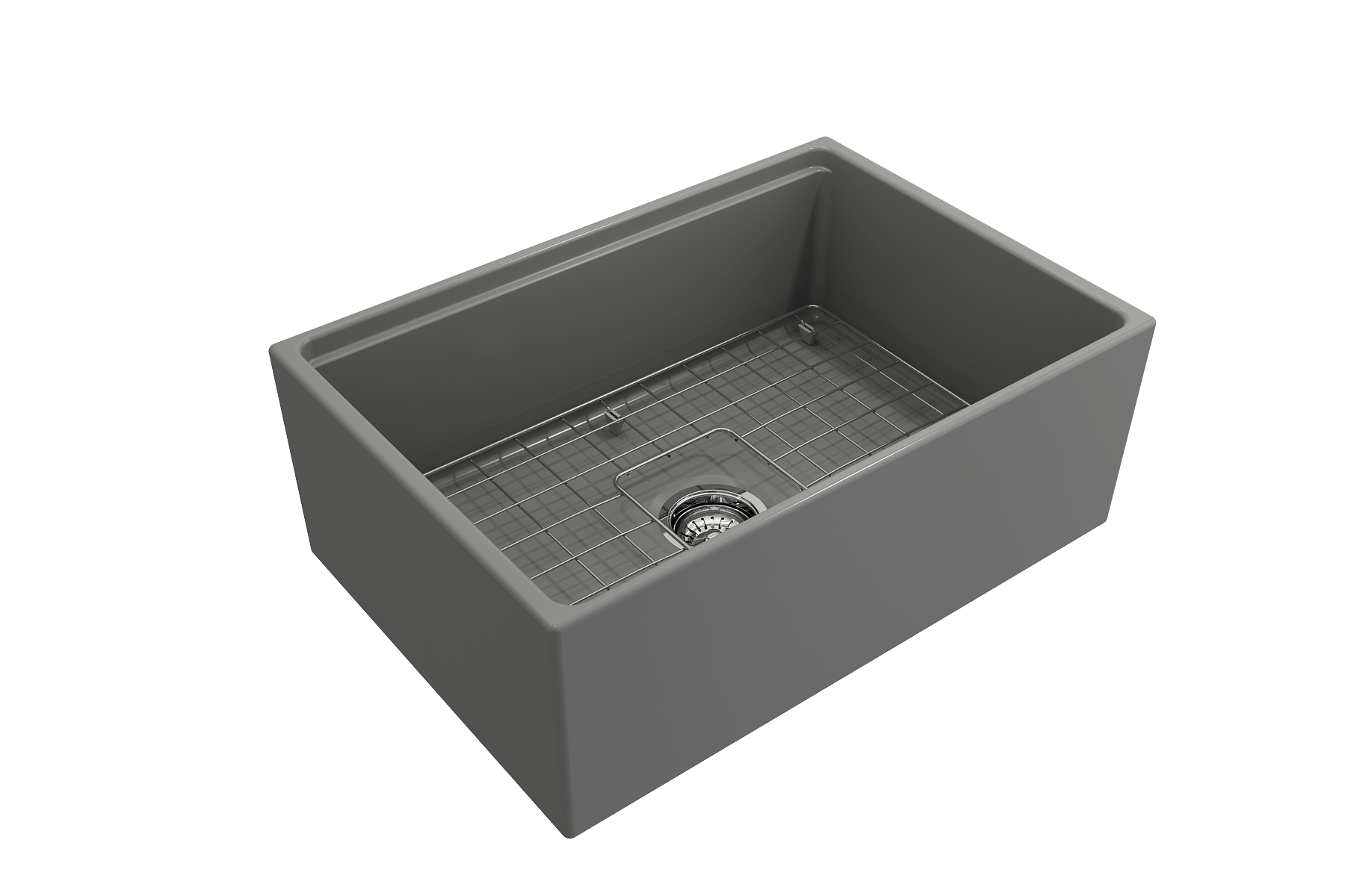 BOCCHI Contempo 27" Fireclay Workstation Farmhouse Sink Kit with Accessories, Matte Gray, 1628-006-0120
