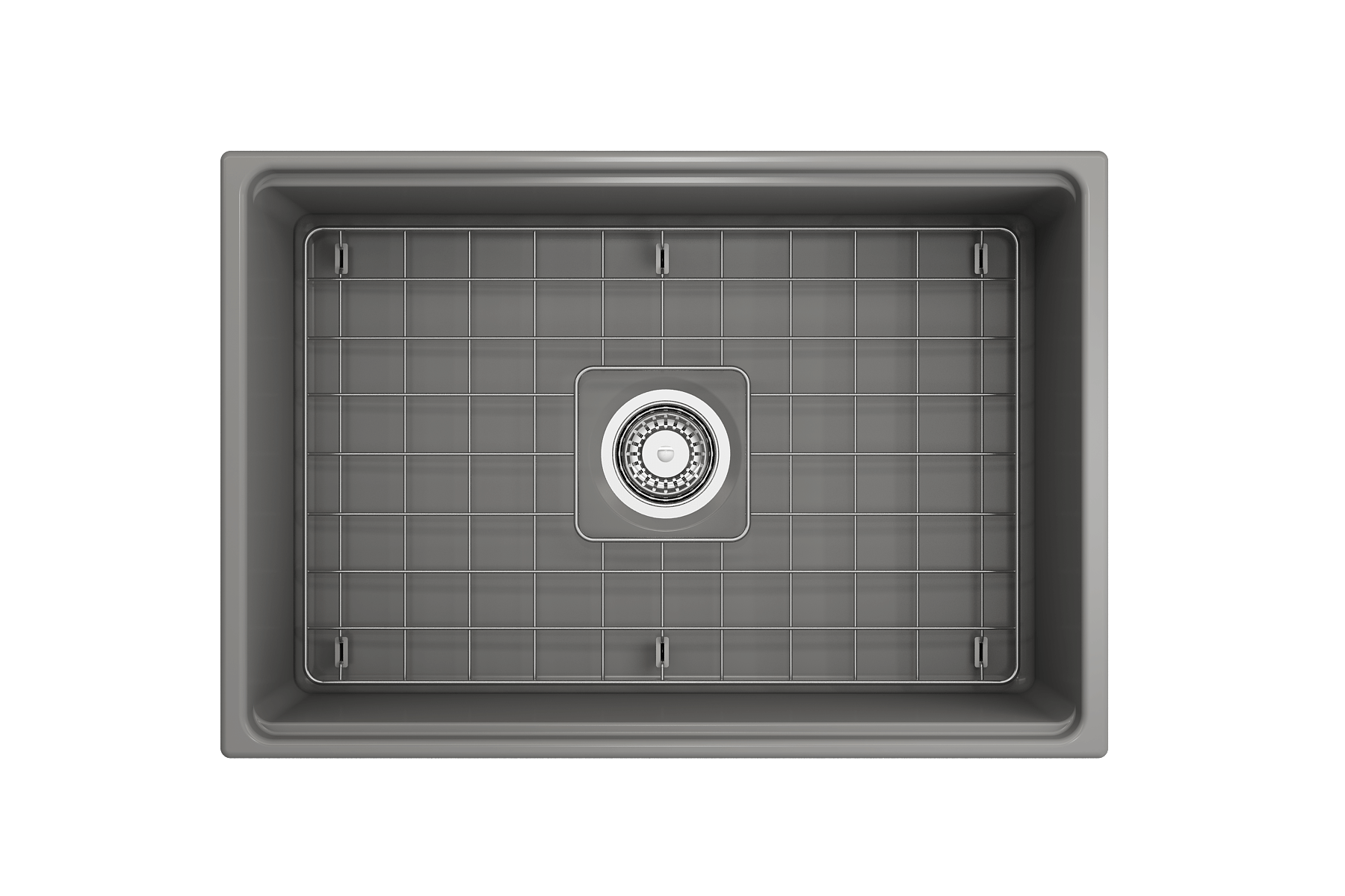 BOCCHI Contempo 27" Fireclay Workstation Farmhouse Sink Kit with Accessories, Matte Gray, 1628-006-0120