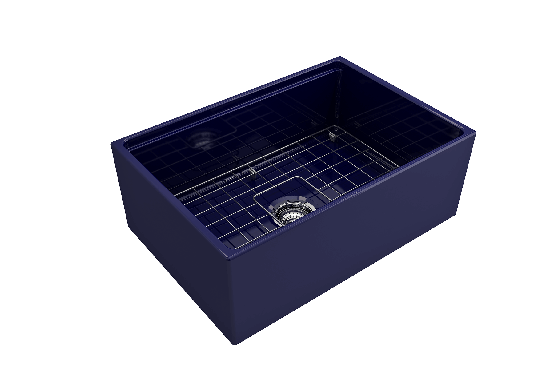 BOCCHI Contempo 27" Fireclay Workstation Farmhouse Sink Kit with Accessories, Sapphire Blue, 1628-010-0120