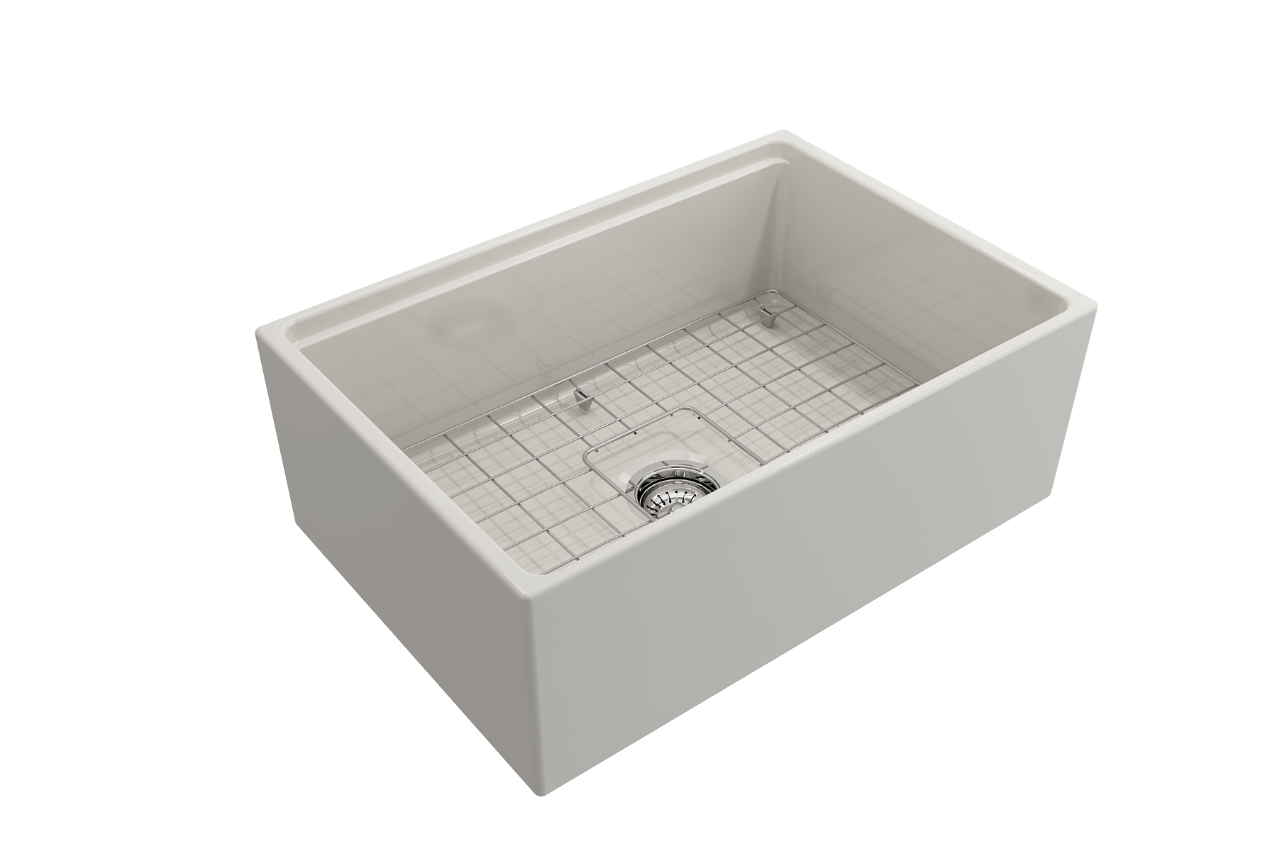 BOCCHI Contempo 27" Fireclay Workstation Farmhouse Sink Kit with Accessories, Biscuit, 1628-014-0120
