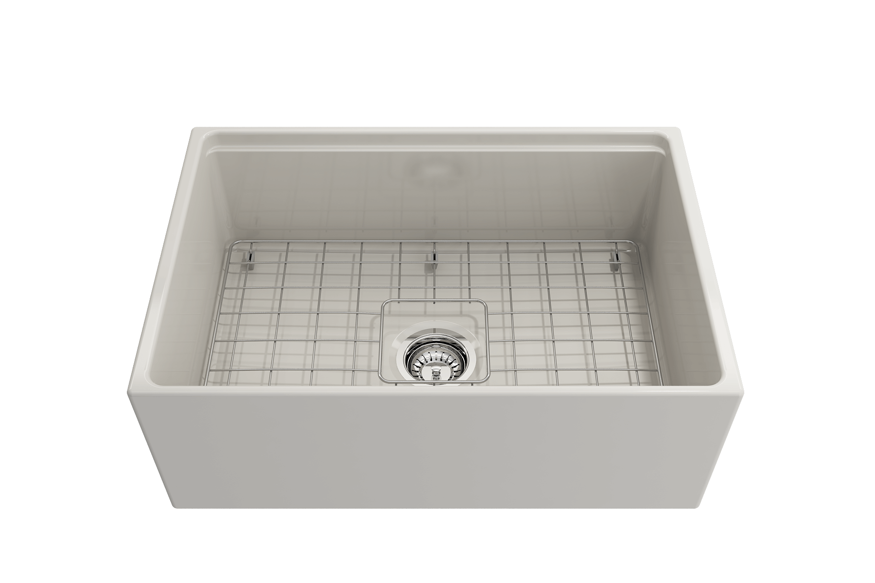 BOCCHI Contempo 27" Fireclay Workstation Farmhouse Sink Kit with Accessories, Biscuit, 1628-014-0120