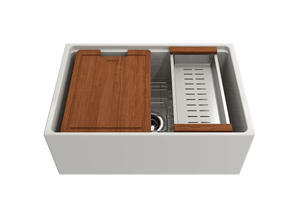 Alternate Image for BOCCHI Contempo 27" Fireclay Workstation Farmhouse Sink Kit with Accessories, Biscuit, 1628-014-0120