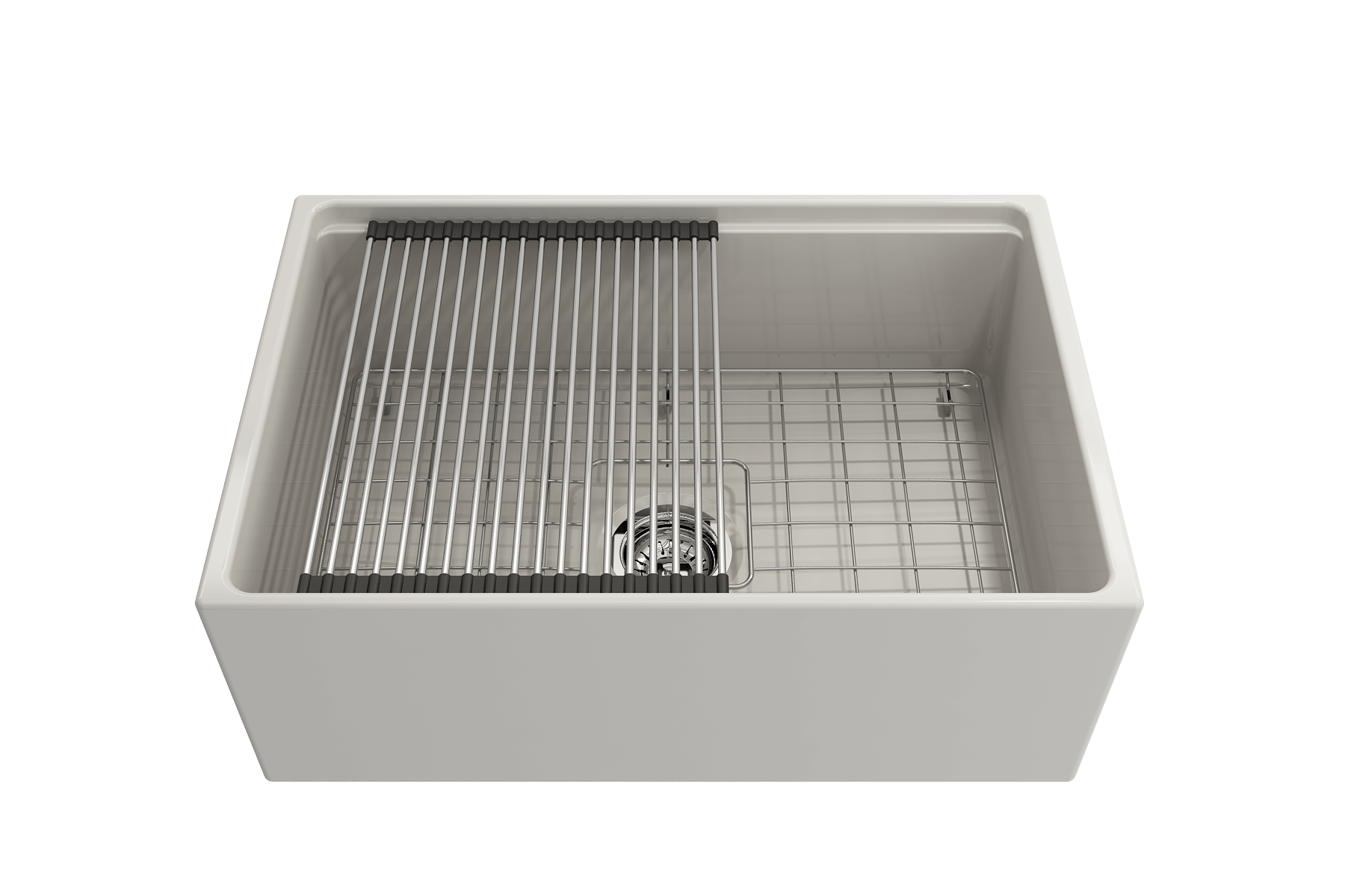 BOCCHI Contempo 27" Fireclay Workstation Farmhouse Sink Kit with Accessories, Biscuit, 1628-014-0120