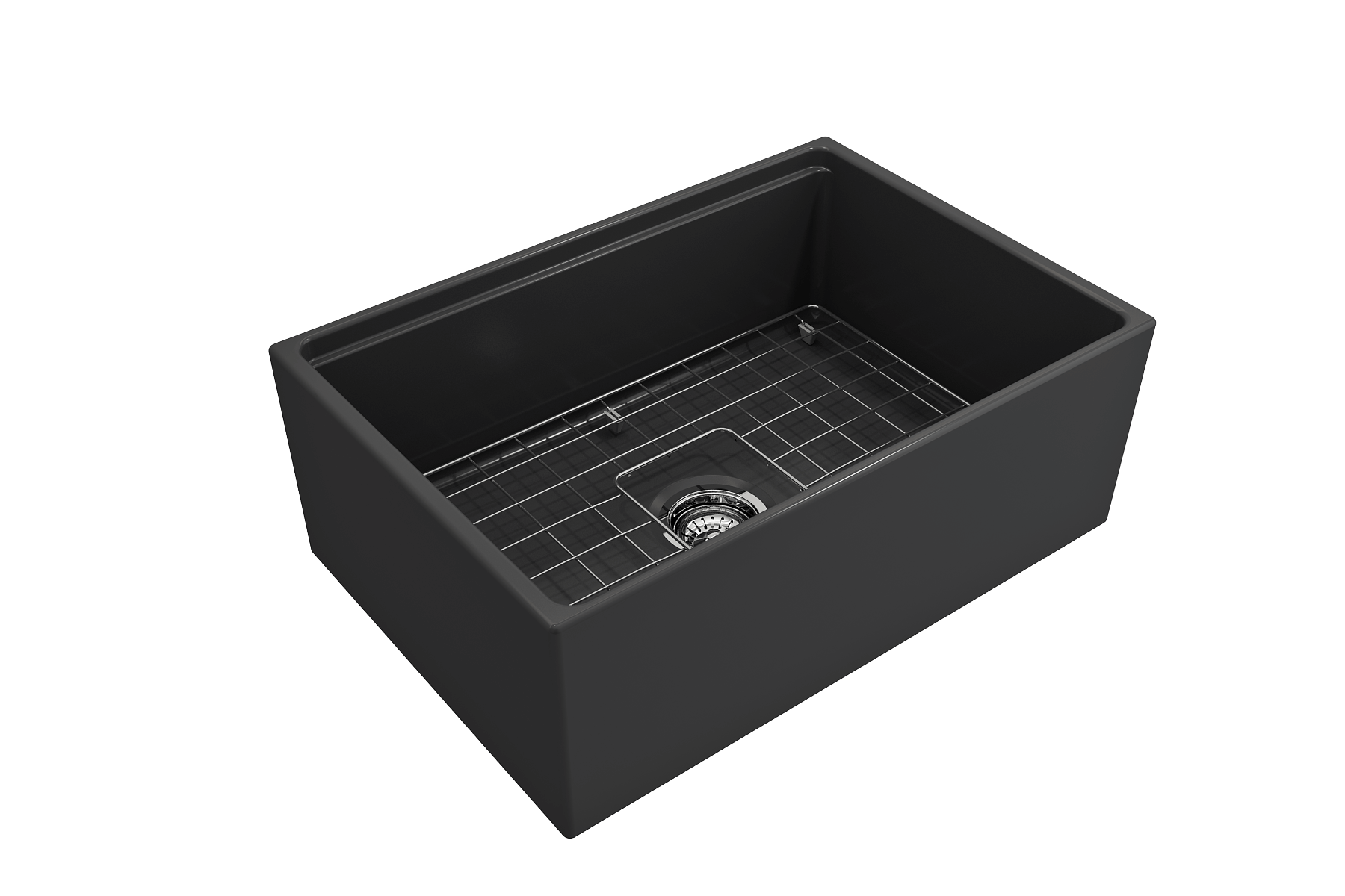 BOCCHI Contempo 27" Fireclay Workstation Farmhouse Sink Kit with Accessories, Matte Dark Gray, 1628-020-0120