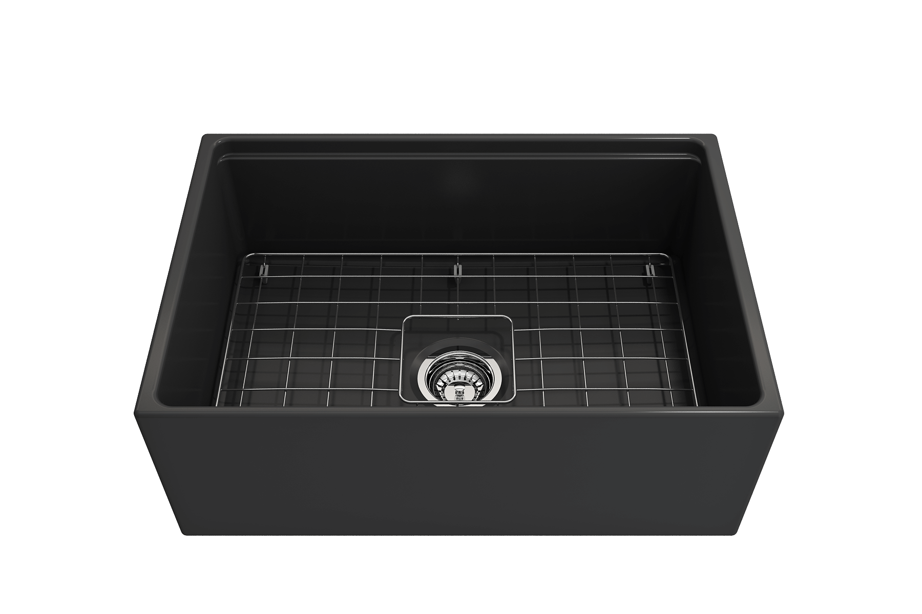 BOCCHI Contempo 27" Fireclay Workstation Farmhouse Sink Kit with Accessories, Matte Dark Gray, 1628-020-0120