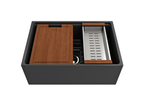 Alternate Image for BOCCHI Contempo 27" Fireclay Workstation Farmhouse Sink Kit with Accessories, Matte Dark Gray, 1628-020-0120