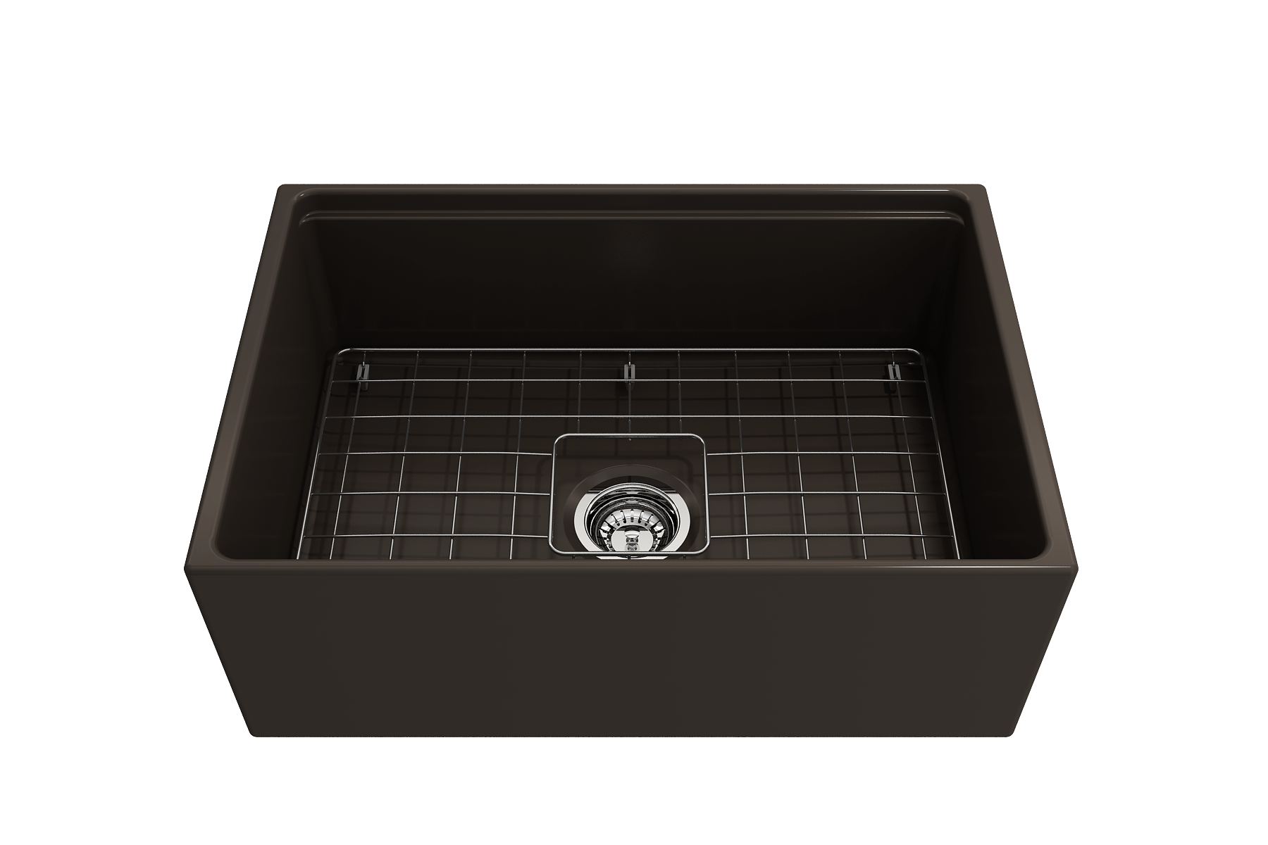 BOCCHI Contempo 27" Fireclay Workstation Farmhouse Sink Kit with Accessories, Matte Brown, 1628-025-0120