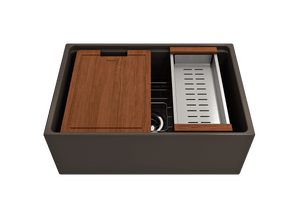 Alternate Image for BOCCHI Contempo 27" Fireclay Workstation Farmhouse Sink Kit with Accessories, Matte Brown, 1628-025-0120