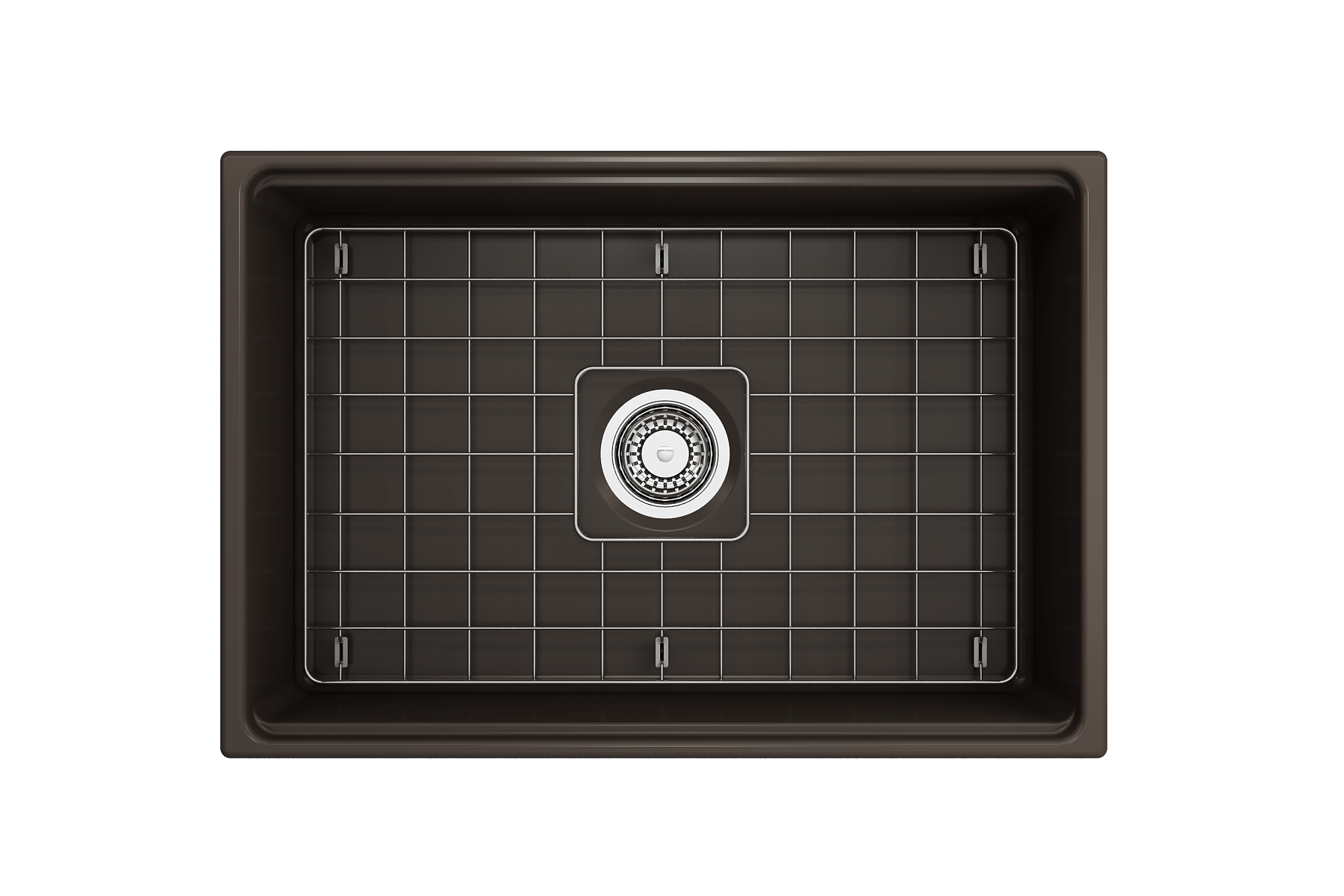 BOCCHI Contempo 27" Fireclay Workstation Farmhouse Sink Kit with Accessories, Matte Brown, 1628-025-0120