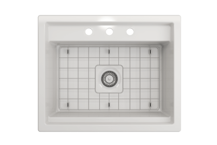 Alternate Image for BOCCHI Baveno Uno 27' Dual Mount Fireclay Workstation Kitchen Sink Kit with Accessories, White, 1633-001-0127
